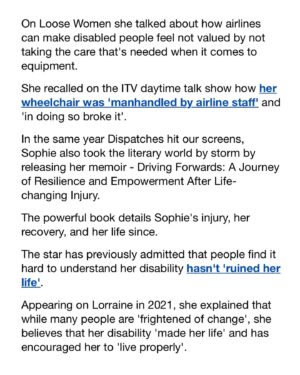 Sophie Morgan Instagram - “By storm” is certainly an exaggeration but we can trust the Mail to never let the truth get in the way of a good story 😂! Thank you for this lovely write up today. Really, thank you. It’s really really lovely…..
