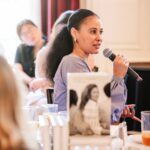 Sophie Grégoire Instagram - The circle of sisterhood is strong! Last week I had the opportunity to visit Boston to speak with a packed room of women who together could change the world, brought together by the brilliant @linda_pizzuti. Over lunch we shared our stories and struggles - and most importantly: HOPE. I am so thankful to have been in community with you all, and for you taking time out of your busy lives to learn about how we can better ourselves to affect those around us. The lunch ended with a special treat I mentioned in my book: “Dad’s” oatmeal cookies - a favorite Canadian snack from growing up with my dad!  Thank you, Linda, for all your hospitality - and to all the women and allies I got to meet - I look forward to sharing space with you again soon! See you on the path, Sophie.