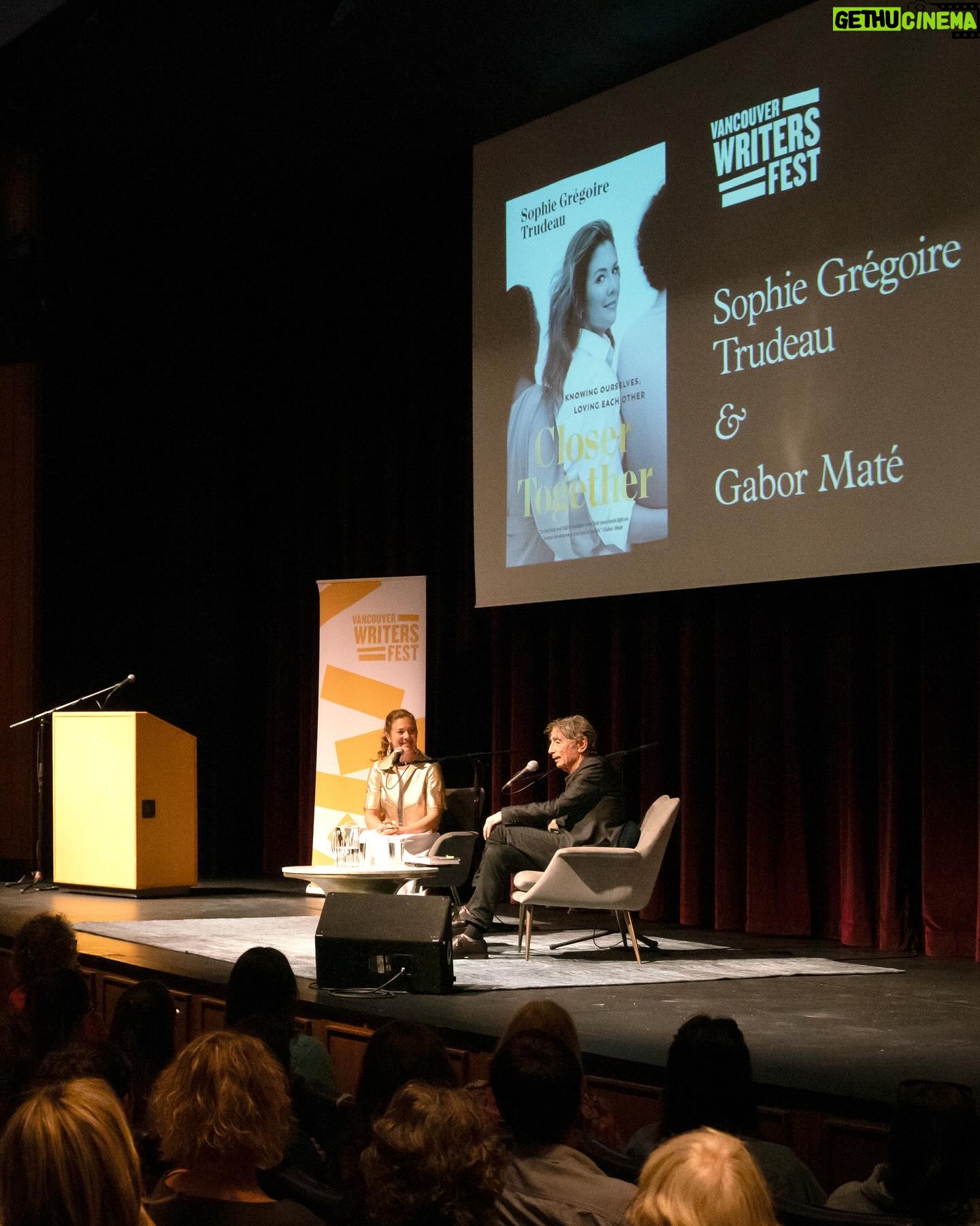 Sophie Grégoire - 5.8K Likes - “Sophie, is your book like a love letter to the world?” my friend and ally @gabormatemd asked me as he generously helped me launch #CloserTogether in Vancouver.
He got me teary from the get go as I realized that I want my whole life to be a cry of love for this world through all its pain, beauty, darkness and light. But none of it is about me; it’s about each and every one of us being allowed deeper inside ourselves, guided, supported, courageous and vulnerable. Emotional leadership is learning how to fall back in love with ourselves with time and patience. To take that seat and be able to gauge and regulate our mind, thoughts and emotions.
I want to thank the sold out crowd and everyone at the @vancouverwritersfest for coming out, hosting us, and starting this work themselves. It’s the hardest work we will ever do but the healing and strength that comes out of it is necessary for us to evolve in peace within ourselves and in the world. No piece of cake. But we can do it.
📸: Séamus Easton