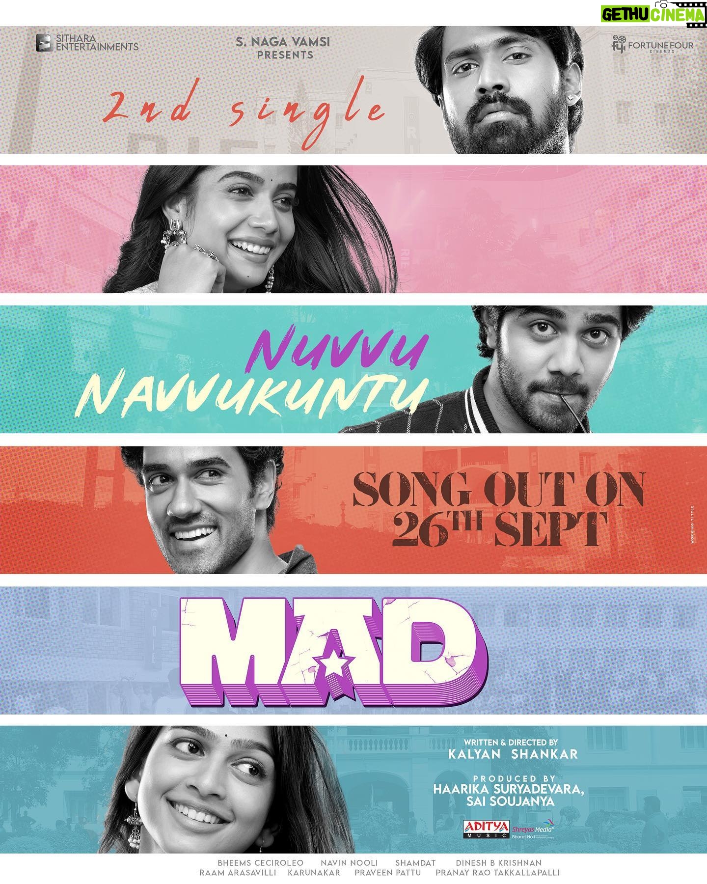 Sri Gouri Priya Instagram - #NuvvuNavvukuntu Vellipomaakeyy...♥️🎶 A soothing melody, sung by our very favourite, is all set to steal your hearts on September 26th! 🎼 A @bheemsceciroleo Musical 🎹 #MADTheMovie @kalyanshankar9 @nagavamsi19 @harika_1931 #SaiSoujanya @narnenithiin @sangeeth_shobhan @ramnitin_ @gouripriyareddyy @ananthika_sanilkumar @gopikaaudayan @navinnooli @shamdat @dineshkrishnandp @sitharaentertainments @fortune4cinemas @adityamusicindia