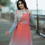 Sruthi Lakshmi Instagram - “Fashion has to reflect who you are” @lakshmi.sruthi looking stunning like a beautiful butterfly in our custom made gown with madhura geogette jacket…For orders call/dm us or directly whatsapp on 91 9895020914 Muse: @lakshmi.sruthi Mua: @dz_makeover Photographer: @nithinsundher_photography Video courtesy: @rb_photographystudio Jwellery: @goodwillcollectionskerala #coordset #pink #shadedblue #couturefashion #sruthilakshmi #designerwear