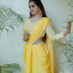 Sruthi Lakshmi Instagram - "Yellow is my favourite summer colour -It makes me feel like a sunflower ". 💛💛💛💛💛 Costume nd styled by @atelierdesigns0 @atelierdesigns0 💛 Photography by @nithinsundher_photography 💛 Dolledup by @dz_makeover 💛 Thanks to @rb_photographystudio 💛 #yellow #yellowsaree #fashion #latestfashion #mayalamactress #kerala #trending #sunflower