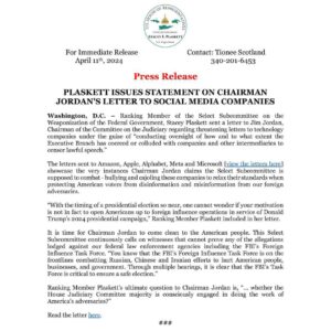Stacey Plaskett Instagram - Earlier today, I sent a letter to Jim Jordan, Chairman of the Committee on the Judiciary regarding threatening letters to technology companies under the guise of “conducting oversight of how and to what extent the Executive Branch has coerced or colluded with companies and other intermediaries to censor lawful speech.” 

Chairman Jordan claims the Select Subcommittee is supposed to combat bullying and cajoling these companies, yet he’s sending threatening letters. 
My ultimate question: Is the House Judiciary Committee majority consciously engaged in doing the work of America’s adversaries? 🤔

You can read more on my statement below: https://plaskett.house.gov/news/documentsingle.aspx?DocumentID=4446
