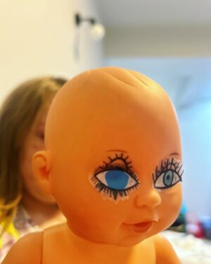 Stella Creasy Instagram - Me dozing in a Covid haze of knackeredness. 

My kid: mummy quick wake up - look at her eyes! 

Me: argh! 

Those sticker books have a lot to answer for …

#parenting #creepy #toddler