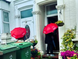 Stella Creasy Instagram - Thank you to the brilliant @patchworkuk team who joined us today talking to voters in walthamstow about why I am standing for re election and the future we can give our community - and in giving our @coopparty umbrellas and raincoats a good home!