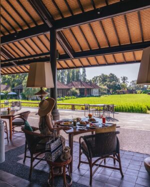 Stella Lee Instagram - Chasing serenity in the middle of paddy view at @tanahgajahubud 

1. Spa with paddy view
2 & 3. My private pool at the villa
4 & 5. Dining at Tempayan Restaurant
6. Afternoon tea at the lounge
7. Picnic afternoon tea
8. Hot Balloon Air ride
9. Kecak Performance at the estate
10. Romantic paddy dinner