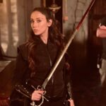 Stella Maeve Instagram - In honor of tonight’s episode of Magicians.... I give you thee, behind the scee, swipe left to get the full effect. #themagicians (Yeah that’s right, I was pregnant the entire season... pregnant and wielding a sword. Making poppa proud!)
