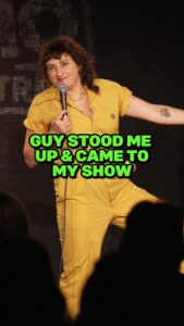 Steph Tolev Instagram - Before you ask NO, this was not a plant!! But boy did it feel good to bring up. Don’t stand me up and come to MY SHOWS!! #standup #standupcomedy #fail #stoodup #tinder #onlinedating #bigmistake #oops #feltgood #sorrynotsorry #byefelicia #crowdwork #frontrow #embarassing #tindernightmares #tinderfail