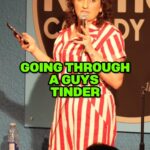 Steph Tolev Instagram - I honestly still can’t believe he handed me his phone #standup #tinder #tinderbio #crowdwork #winnipeg #jokes #blurry #guys #standupcomedy #funnyreels #onlinedating #single #singleguy #dotdotdot