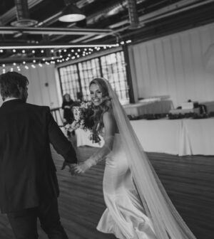 Stephanie Bennett Instagram - Mr. & Mrs. Gacki 🤍
.
.
Photos: @jalenlainephotography 
Makeup: @swankmakeup 
Hair: @ramziemhair 
Dress: @willowbywatters 
Event Coordination: @sweetheartevents
Venue: @thewallace_venue