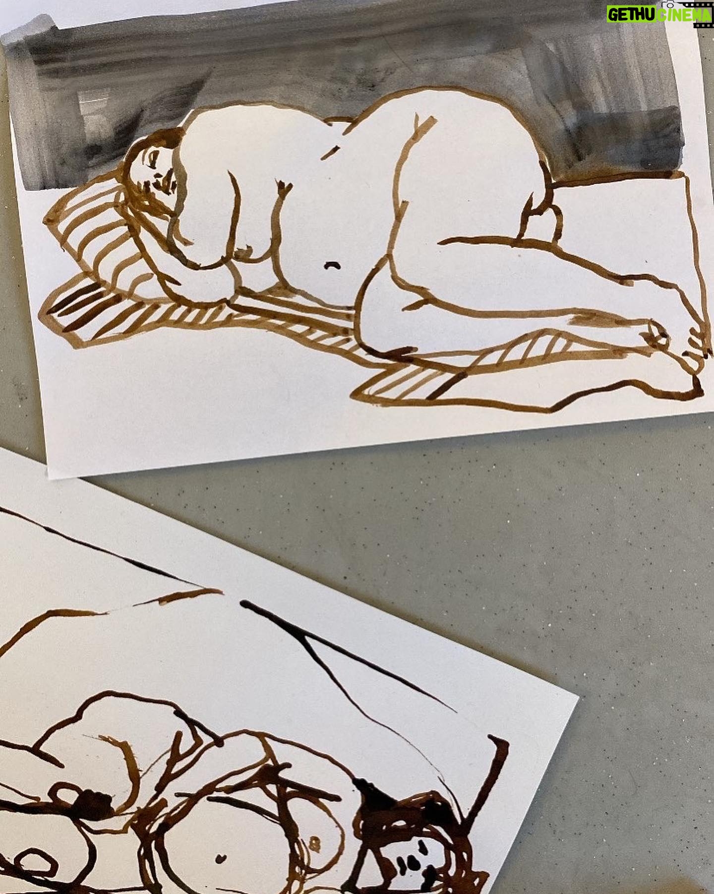 Stina Wollter - 10.3K Likes - Gravidkroki idag. (7 bilder)
Skönt med korta ställningar och total närvaro; ögat, handen, pennan, känslan, penseln, formäventyret, kroppslandskapet, hjärnan tystnar, lyssnar… följer med i den koncentrerade linjen som bara vill vara så nära och sann som möjligt.
#stinawollterskonst