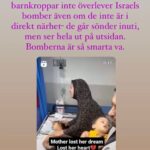 Stina Wollter Instagram - ”– Just den här krigföringen på den här lilla ytan, med en population där nästan hälften är barn, då kommer vi att se väldigt många barn som dör, säger Chatterjee-Martinsen*. – Såklart att bombningarna, som görs i väldigt tätbefolkade områden, slår hårt mot barn. Den här typen av bomber dödar, barns kroppar är små, och påverkan blir enorm för ett barn.” *Cecilia Chatterjee-Martinsen, internationell chef vid Rädda Barnen i Sverige.