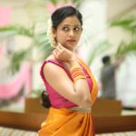 Subiksha Instagram - 💛🩷 Styling : @lavanyakrish16 saree : @subikshaoffl s wardrobe🙋🏻‍♀️ Photography : @thephotopeople_chennai Saree drapist : @emmi_saree_drapist_ Makeup & Hair style : @makeover_by_andrea Location : @radharegentchen