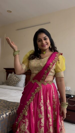 Sudeepa Pinky Instagram - 🌸 Party-Ready Perfection! 🌸

Gearing up for a magical evening with this breathtaking ensemble! 💖✨ Embracing the beauty of tradition and elegance, I’m all set to dazzle in this Pink gotta Patti lehenga adorned with intricate yellow thread work on the blouse! 😍👗 The contrasting colors create an enchanting harmony, making every step a graceful dance. Draping the pink zardosi cutwork dupatta🌟✨ taking the entire look to a whole new level!

Ready to sway and twirl under the stars, and celebrate in style! 🌟

#PartyReady
#trending 
#trendingpinky
#LehengaLove #TraditionalElegance #PinkAndYellowMagic #ZardosiDupatta  #CelebrationTime #Fashionista #IndianEthnic #ReadyToDazzle
#pinkysudeeepa
#nishpannacouturebyarunareddy