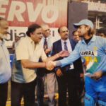 Sumalatha Instagram - Found this priceless treasure of a pic today ! 2006 , when Ambareesh presented a cheque of 2 lakhs at KSCA stadium to M S Dhoni who was the bright upcoming cricketer back then ! He had seen an interview where Dhoni's father had apparently said that now Dhoni was getting popular there were lots of visitors coming home , but they didn't have enough seats to offer them !! This moved Ambareesh totally who was a huge sports & cricket aficionado ! I thought we had lost this picture and was searching desperately for it for years !! Suddenly found it today ..brings back a precious memory ! #Captaincool #MahendraSinghDhoni #msdhoni #KSCA #cricketnews #Ambareesh #rebelstarambareesh #preciousmemories