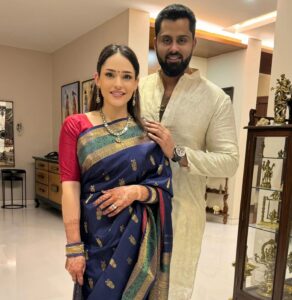 Sumalatha Instagram - God bless your 1st Deepawali together & light up your lives with happiness forever @abishekambareesh @avivabidapa #happymoments #happydiwali #festivaloflights #deepavali