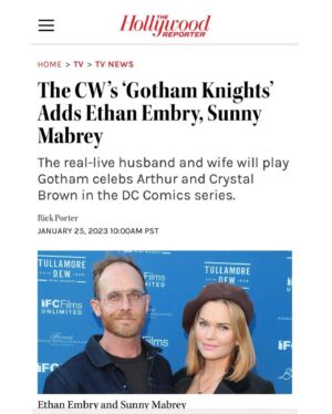 Sunny Mabrey Instagram - So THIS is cool… 🎉. It’s one thing to have the privilege of working on a rad new @thecw show— another thing entirely to get to do it with your special sexy man lover (sry), @ethanembry. Grateful for and to the lovely people at @cwgothamknights including our gorgeous mad genius Tv daughter, @anna_lore and the badass creators/producers/writers/directors,  @natalieabrams @huntvision @chad.fiveash @dannyjohncannon #JamesStoteraux @gberlanti. Also, my reps be killin’ it always. @havenla @peoplestoreagency @jacqwheeler @amyslomo ♥️. Appreciate my fam at @mornellstudios . I’m blessed, y’all. #GothamKnights #theCW #CW #deadline #variety #hollywoodreporter