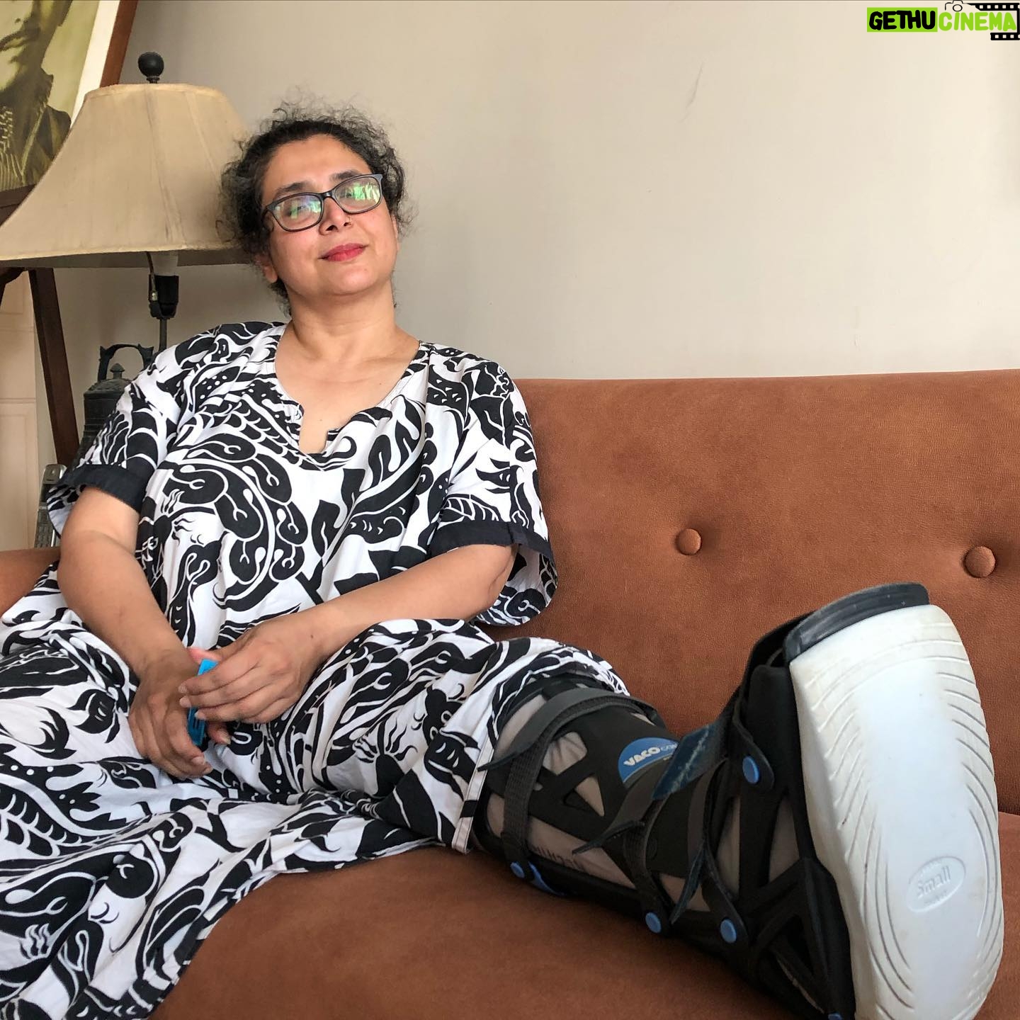 Supriya Pilgaonkar Instagram - Preparing for moon landing ! All women take care of the bone health or else simple twist might land you on the moon. ...now even more locked out or locked in should I say ...🤔 my lock down diary has nothing but sitting at home at one place mostly for 6 weeks