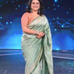 Supriya Pilgaonkar Instagram – It’s always a great pleasure to be surrounded by talented kids ..with husband in arm 😍on the sets on super dancer 

Outfit:- @trisvaraa 
Jewellery:- @tlmconsultancy 
Styling :- @nidhikurda