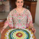 Supriya Pilgaonkar Instagram - Happy Diwali. ! Lots of love and light to one and all. ! Tried my hand at a YouTube tutorial . But made a rangoli on a drawing board so I could stand and draw .😊🙏