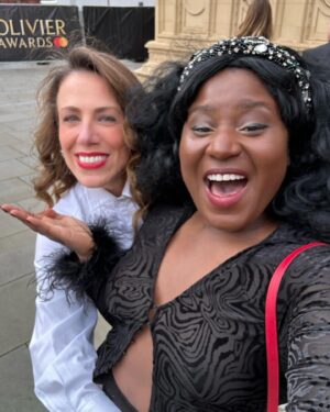 Susan Wokoma Instagram - ‘the tickets are bloodclart expensive!!!’ - speech of the night goes to @astrominx 😂😂😂

Baby’s first Oliviers, done! 
I’ll always be your last minute plus one @stephdittmer !! 💓