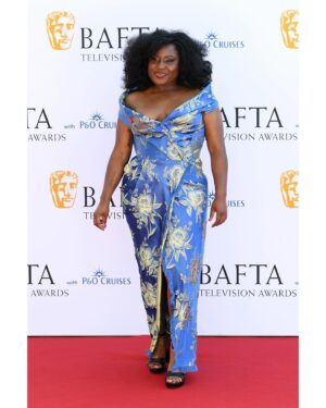 Susan Wokoma Instagram - BABY’S FIRST BAFTAs!

What a hoot. I felt FIT AS FUCK. Definitely takes a village though! (PUT THE LAST PICTURE IN THE LOURVE, STAT!!)

Thank you @bafta @pandocruises for a gorgeous first ride! Thank you to @adri_tsigy my agent for being the best co-cackler (and doing up my shoes)! To @etro for my OUTRAGEOUS dress (pure Sophia Loren vibes), @christianaamankrah for my lush make up and my forever hero @babyskins for alterations. 
Proud to wear my Artists4Ceasefire pin as ever.

Feet still hurt. Heart very full. 

Love you @ddapersonalpublicity as always 😘

#baftatvawards 
#pandocruises 
#artists4ceasefire 
#ceasefirenow
#etro