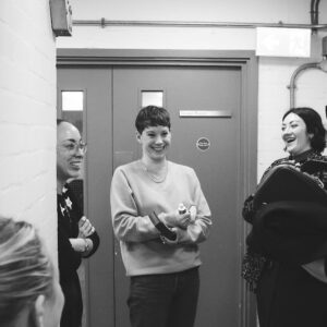 Suzi Ruffell Instagram - Never let it be said that I won’t commit my whole body to a joke. 
The final pic is the best back stage gang you could dream of. 
Thank you to @eamonruskins for the excellent 📸