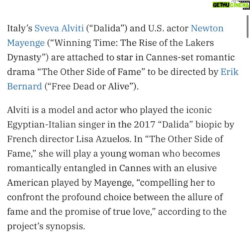 Sveva Alviti Instagram - Happy to announce that i will play in the American🇺🇸movie « the other side of fame » this coming winter. Directed by @erik_bernard_filmmaker Produced by @erik_bernard_filmmaker @espada_pr and #rebel6film production.