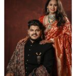 Swanandi Tikekar Instagram - I found my love story in you!❤️ Love you, my forever! ♾️ #WeAreMarried 😁 Saree : @saudamini_handloom Blouse : @nishfash_design_studio Ashish’s Outfit : @raayaethnic_ Jewellery : @jizajewellerystudio Styling : @saudamini_g Draping : @nilam_art1687 Swanandi’s MUAH : @khushbooghodke Ashish’s MUAH : @krishna_deshmukh_makeup Pictures : @lensfixed_onkarabhyankar Asthetics & Skincare : @thefacestudio.in Socials and Exclusive PR : @wechitramedia @n.i.d.s_ #ANANDI #SwanandiTikekar #AshishKulkarni #SwanandiAshish #Reception #Blessed