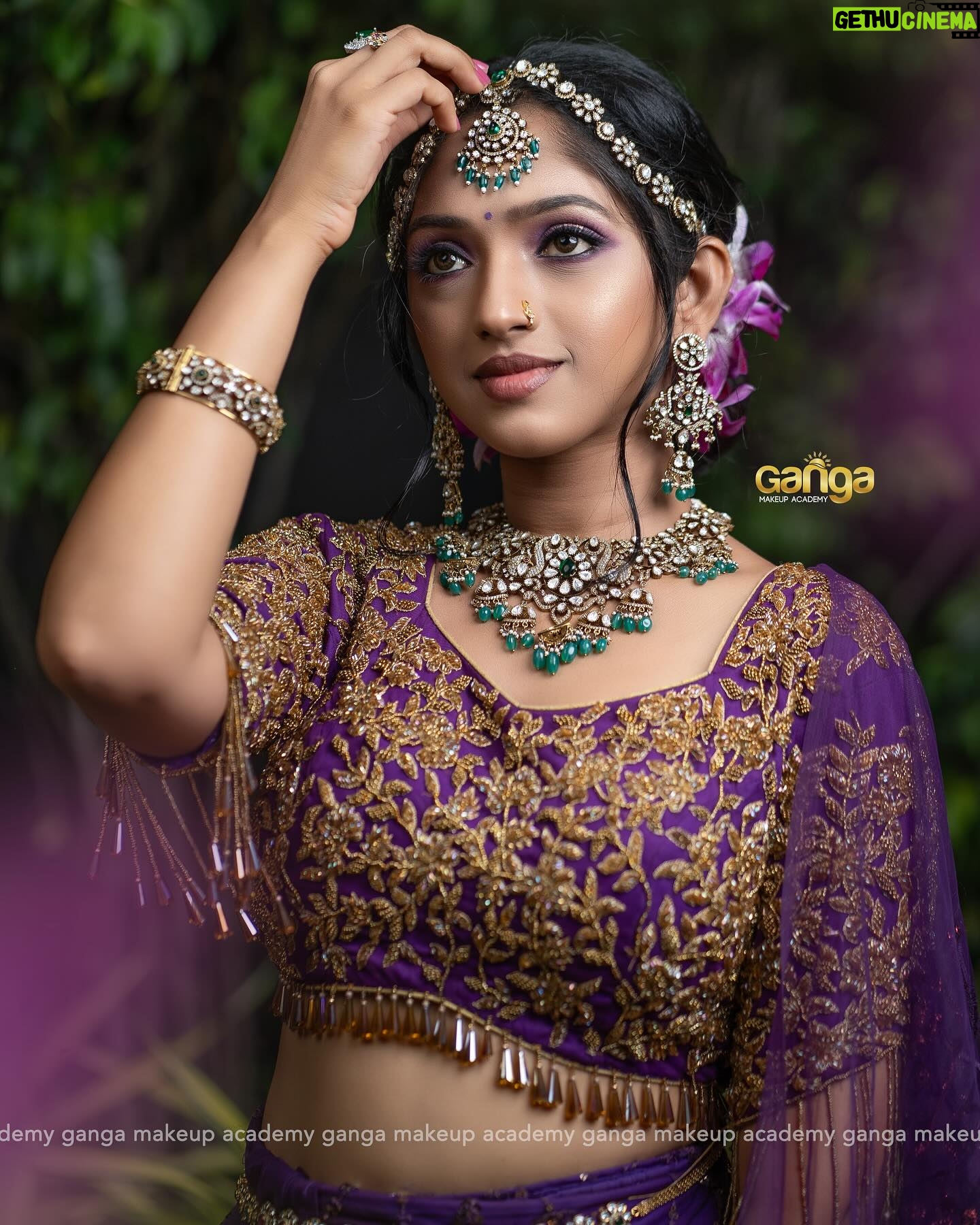 Swathi Sharma Instagram - A pop of purple is all you need to make a statement 💜 Experience the magic in our upcoming classes! For class inquiries, Do WhatsApp or Call: 7339139939 Follow Us: @gangamakeupacademy Mua: @priyas_makeupartistry Model: @swathi_sharma_24 Outfit: @visha_boutique_ Photography: @twiststudio_official Jewellery: @ash_rental_jewellery . . #bridalmakeup #bridalmakeupartist #indianbridalmakeup #receptionmakeup #bridalmakeuplook #bridalmakeupandhair #trendingmakeuplook #indianbridalmakeupartist #bridalmakeupartists #glammakeup #airbrushmakeup #ninathaleinikum #bridalmakeupartistindia #naturalbridalmakeup #makeupacademyincoibatore #southindianbridalmakeup #torontobridalmakeup #explorepage #statementjewellery #swathisharma #bestbridalmakeup #bridalmakeupcourse #bridalmakeupartistph #bridalmakeupclass #bridalmakeuptrial #bridalmakeupideas #purplelehenga #bestbridalmakeupartist