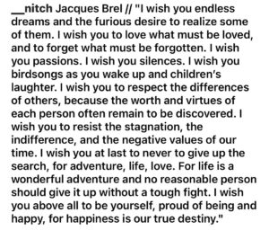 Sydney Park Instagram - Couldn’t have said it better myself. @__nitch #jacquesbrel
