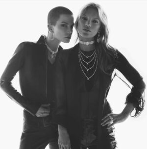 Sylvia Hoeks Instagram - Happy Birthday beautiful @katemossagency.
Loved doing this shoot with you. 🖤
#chirpyhuman #foreverbeauty #coolerthancool #messikajewelry @messikajewelry