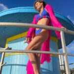 Sylvie Tellier Instagram - Color block💙💜💛 #nofilter #miamibeach #swimwear #beach 👙 @orza_luxury_swimwear_paris 🌴 Miami Beach