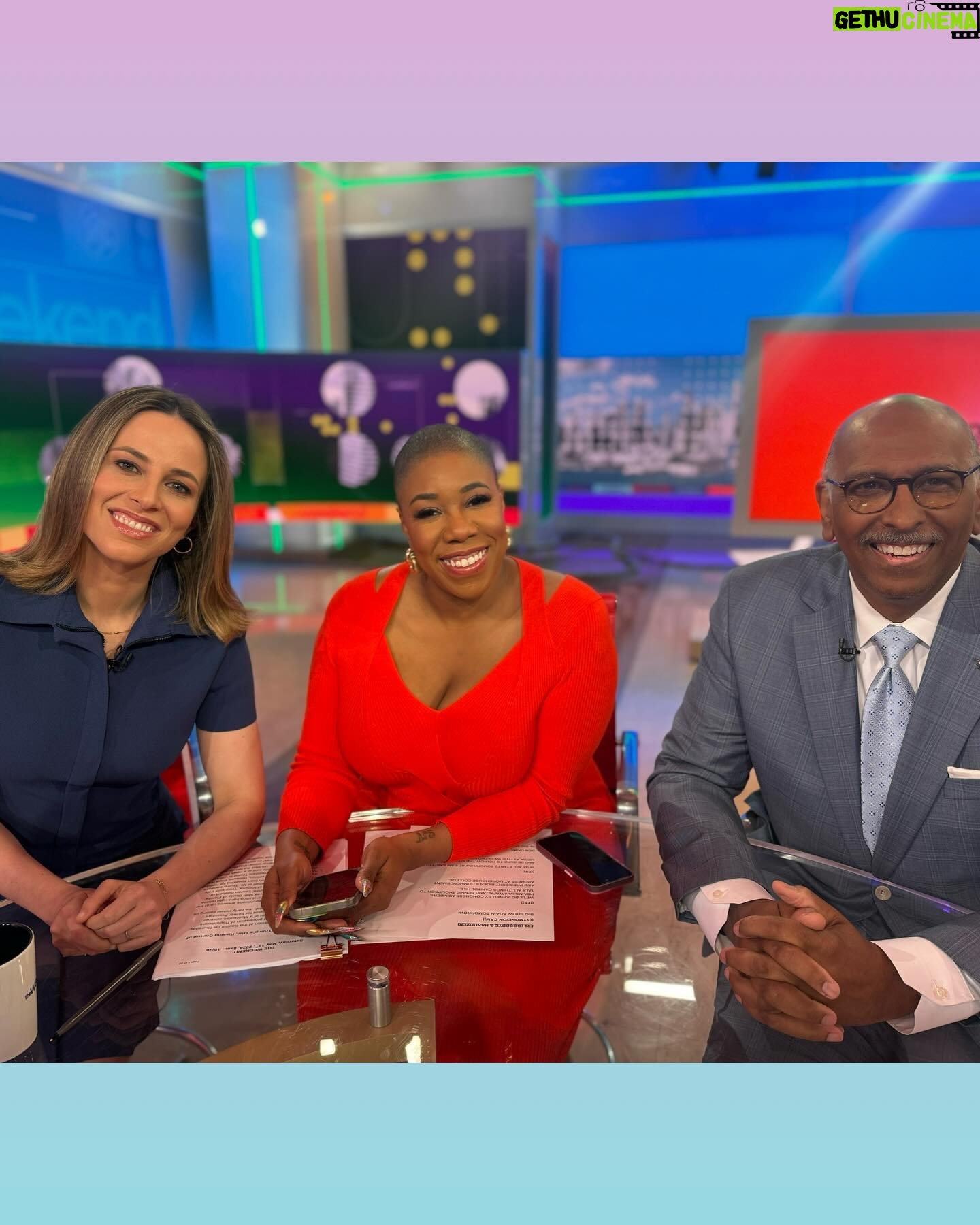 Symone Sanders Instagram - Thank you to our guests, who joined us on set for The Weekend! βοΈπ Tune in every Saturday and Sunday from 8am-10am ET for more news and analysis from @symonedsanders, @aliciamenendezxo and @chairman_steele!