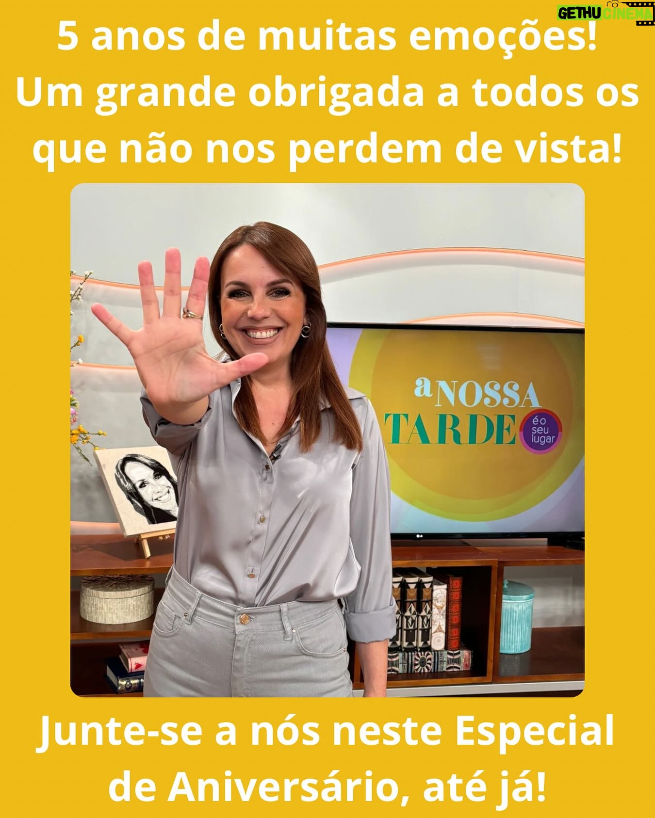 Tânia Ribas de Oliveira Instagram - Bom dia 🌞 Hoje, celebramos 5 anos d’A Nossa Tarde ❤️🖐️ Junte-se a nós, às 15h, para uma edição muito especial de aniversário, em direto de Marvão 🥳🎂 Muito obrigada a todos os nossos espectadores e seguidores por nos acompanharem diariamente 😍