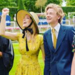 Talulah Riley Instagram - ☀️Thank you @zafrushdie @natalierushdie and @greenroomvip for a wonderful day @ascotracecourse yesterday☀️ 🐎 Afternoon tea and horses: two of my very favourite things 🐎 💰We both gave ourselves a £5 per race limit. Thomas had an uncanny knack of picking winning horses and did very well. I was down £10 by the end of the day… 💰 🤪These photos are a continuation of my, ‘overly-emoting at sporting events,’ Instagram series🤪 👒 The boys were forced to wear our hats for the final pic. I think safe to say they wore them better 👒 xx