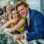 Talulah Riley Instagram - ☀️Thank you @zafrushdie @natalierushdie and @greenroomvip for a wonderful day @ascotracecourse yesterday☀️ 🐎 Afternoon tea and horses: two of my very favourite things 🐎 💰We both gave ourselves a £5 per race limit. Thomas had an uncanny knack of picking winning horses and did very well. I was down £10 by the end of the day… 💰 🤪These photos are a continuation of my, ‘overly-emoting at sporting events,’ Instagram series🤪 👒 The boys were forced to wear our hats for the final pic. I think safe to say they wore them better 👒 xx