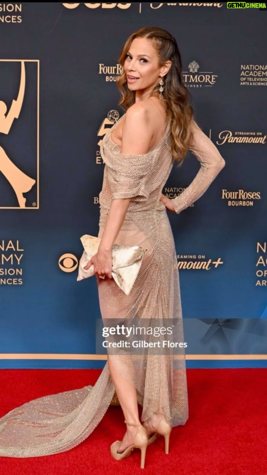 Tamara Braun - 2.4K Likes - What a beautiful night out at the @daytimeemmys! Thank you to the incredible @okerabanks who got me out of my onesie and into this glorious @maisonpriveepr_la repped fabulousness. #bekind #vegan #designer #daytimeemmys #sustainable #natas #dressup #love #celebrate #gratitude #thankyou #goodtimes #followyourdreams #golden #enjoythemoment
Stylist: @okerabanks
H&MU: @muah_artist
Dress: @shopnikkigreen
Shoes: @willa.phoenix
Jewelry: @jillreno
Purse: @scenerybags