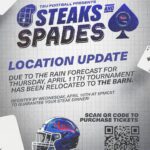 Tamara 'Taj' Johnson-George Instagram - Repost from @katrina1913 • UPDATE: Rain in the forecast tomorrow, so we’re moving to THE BARN!! Sign up today for STEAKS & SPADES! 💙🏈 #cominghomeweek #gobigblue #fyp