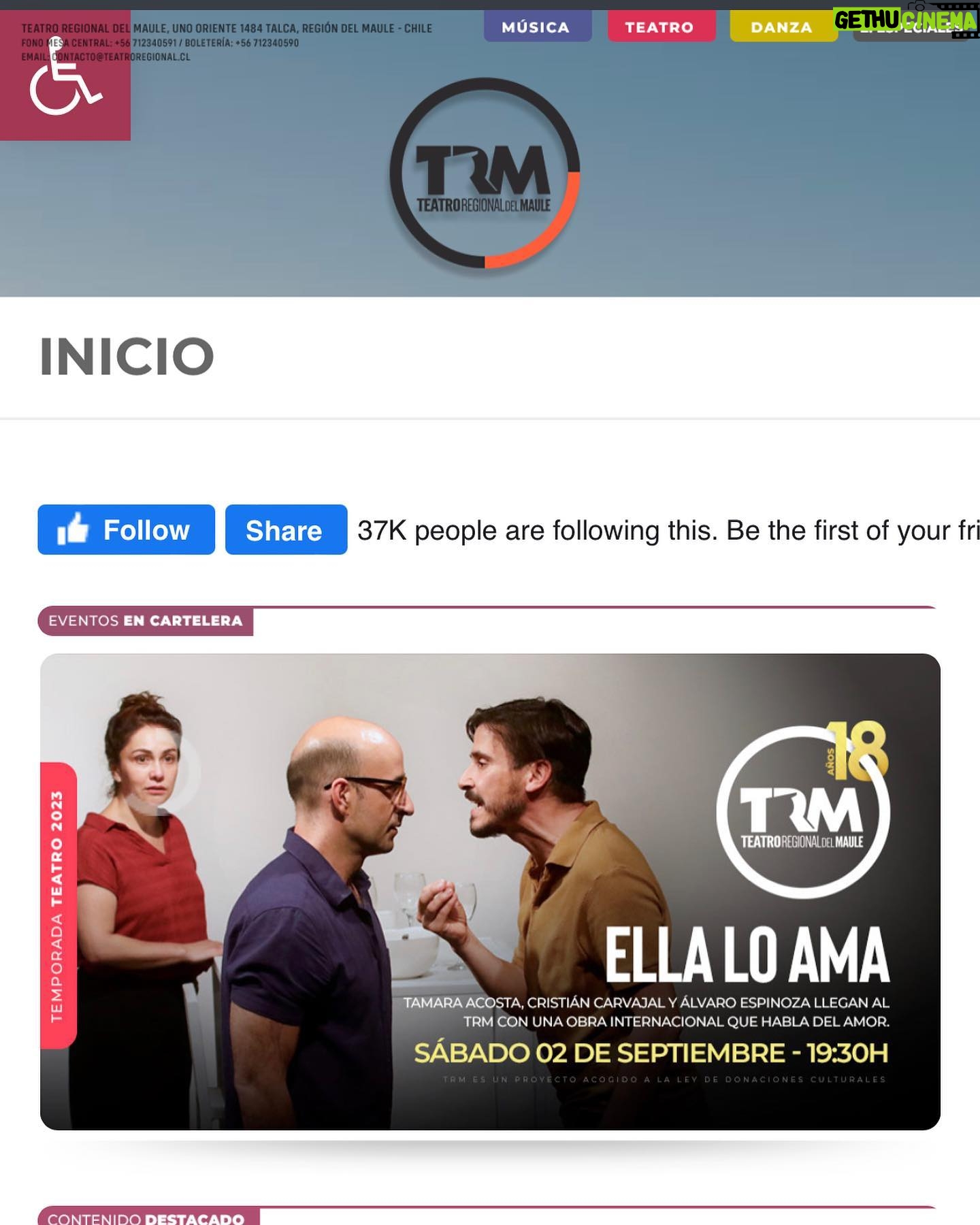 Tamara Acosta Instagram - Gracias Teatro Regional del Maule, por esta bella función de Ella Lo Ama. No se pierdan la gran experiencia de ir al Teatro @teatroregionaldelmaule @fundacionteatroamil @cristiancarvajalt @patomoteao