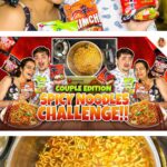 Tanvi Thakkar Instagram - We did the Spicy Noodles Challenge and trust us it was super 🔥🔥🔥 Watch the whole video on our Youtube Channel - TanviAndAdi Link In Bio #couplechallenge #koreannoodles #funnyvideos #tanviandadi #youtube