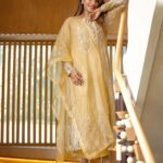 Tanvi Thakkar Instagram - Golden Mornings 💛 Wearing @kkanyaah_clothing Outfit PR @oakpinionpr Location @craycraftmumbai Location PR @rainmakerconsults Clicked by @yash_bhatwal_photography Makeup @falgunikapasi_mua Hair @hairbygeetabhadra Footwear @fleur.footwear