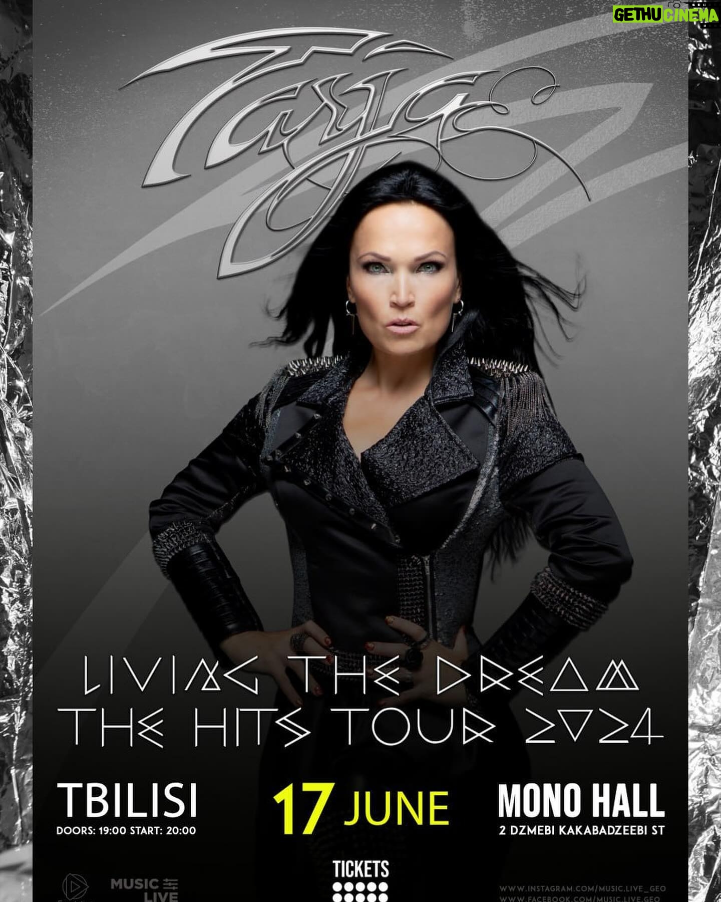 Tarja Turunen Instagram - Armenia, Cyprus, Georgia and Kazakhstan! We are very happy to announce four shows as part of the Living The Dream - Summer 2024 Tour! First time ever for Tarja in your beautiful countries! You don’t wanna miss this! See you in: 13.06.24 Yerevan, Armenia - Platform 15.06.24 Limassol, Cyprus - Opus 17.06.24 Tbilisi, Georgia - Monohall 19.06.24 Almaty, Kazakhstan - Ayenderi Ticket links: https://tarjatour.com/
