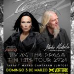 Tarja Turunen Instagram - IMPORTANTE! Mantenemos el valor de los tickets hasta el domingo! Aprovechen! 🔥🔥🔥 Últimos tickets con descuento! 💪🏼 Entradas VIP Primer piso AGOTADAS! 🔥 Tarja y a Marko Hietala de gira juntos por primera vez en 18 años!   Habiendo compartido muchos álbumes y giras mundiales, volverán a compartir escenario dentro de la gira de Tarja “Living the Dream – The Hits Tour 2024”. La cita es el Domingo 3 de marzo en Teatro Vorterix. Banda invitada: AZEROTH. Tickets 🎟️ https://www.allaccess.com.ar/event/tarja-living-the-dream-the-hits-tour-2024 TICKETS FÍSICOS SIN SERVICE CHARGE EN: LIVERPOOL ROCK SHOP: Avenida Cabildo 2136 1er piso Local 147 CABA. Galería Recamier lunes a sábados de 11 a 19 hs Marko tocará sus propias canciones con su compañero de banda, el talentoso guitarrista Tuomas Wäinolä y después de eso se unirá a Tarja en el escenario para una noche memorable. Las expectativas están muy altas para ver qué harán juntos. Canciones viejas? Canciones nuevas, quizás? Qué les gustaría escuchar en la lista de temas de los conciertos de 2024?   Por favor dejá tu canción favorita en las redes de Tarja y no te pierdas estos conciertos únicos e irrepetibles !!!!! | @tarjaofficial | @gabysisti | @teatrovorterix | @cristian_nwm | @nwm_productions | @azerothmetal | @liverpool.rock.shop | @losteatrosproducciones | @engendrotienda | @angelmetalmania |