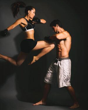Tatiana Neva Instagram - Friendship hits different, when it is received in a form of a flying knee kick… 😂 

@emiliandefalco - you took it well, buddy! Thank you for holding space for me! 😅😅😅

Models: @tatiananevaofficial and @emiliandefalco 
Photography by Gil Riego 

#tatiananeva #model #actress #actionactress #fashionmodel  #mma #martialarts #kicks #girlskickass #flyingknee #kickpics #kickpic #martialartist #trainingday #fitness #fitnessmotivation #fitnessjourney #martialartsgirls #actionactor #stunts #stuntactor #badasswomen