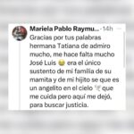 Tatiana Astengo Instagram – Jose Luis Aguilar Yucra (20 años) 
Retornaba después del trabajo a su casa cerca al aeropuerto de Ayacucho cuando al asomar la cabeza por una esquina recibió un impacto de bala en el cráneo. Su muerte fue instantánea. 
Jose Luis no participaba de la marcha, padre de un niño de 2 añitos! 
Esa es la tragedia como bien dice @rosamariapalacios.pe detrás de todo este despropósito hay seres humanos, familias, niños, huérfanos…
Aquí se trata del derecho a la vida! 
Este joven ayacuchano ya había sido víctima del conflicto armado, primero mataron a su madre y los militares desaparecieron a su hermano y hace un año otro militar le quita la vida. 
A su niño solo le queda besar la fotografía de José Luis 🥹 (ver foto)
la pareja de José Luis, Mariela Pablo, me escribió ayer vía X ( Twitter) para contarme que esta barbarie vestida de política le arrebató su único sustento y la posibilidad que su hijo creciera al lado de su padre. 
Esto no es justo! Morir así no es justo y menos sabiendo que se trataron de órdenes de parte de quienes deberían protegernos! 
Acabaron con sus sueños y le quitaron el abrazo de su padre a un niño. 

#nosfaltan50
#dequecolorsontusmuertos 
@mariocolan 
@cnddhhperu 
@larca.meicap 
#niolvidoniperdon

dequecolorsontusmuertos.pe