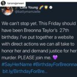 Tatiana Maslany Instagram - Today should have been Breonna Taylor’s 27th birthday. Link in bio for ways to celebrate her life by @battymamzelle. Art by @arielsinhaha #justiceforbreonnataylor #sayhername #birthdayforbreonna #blacklivesmatter