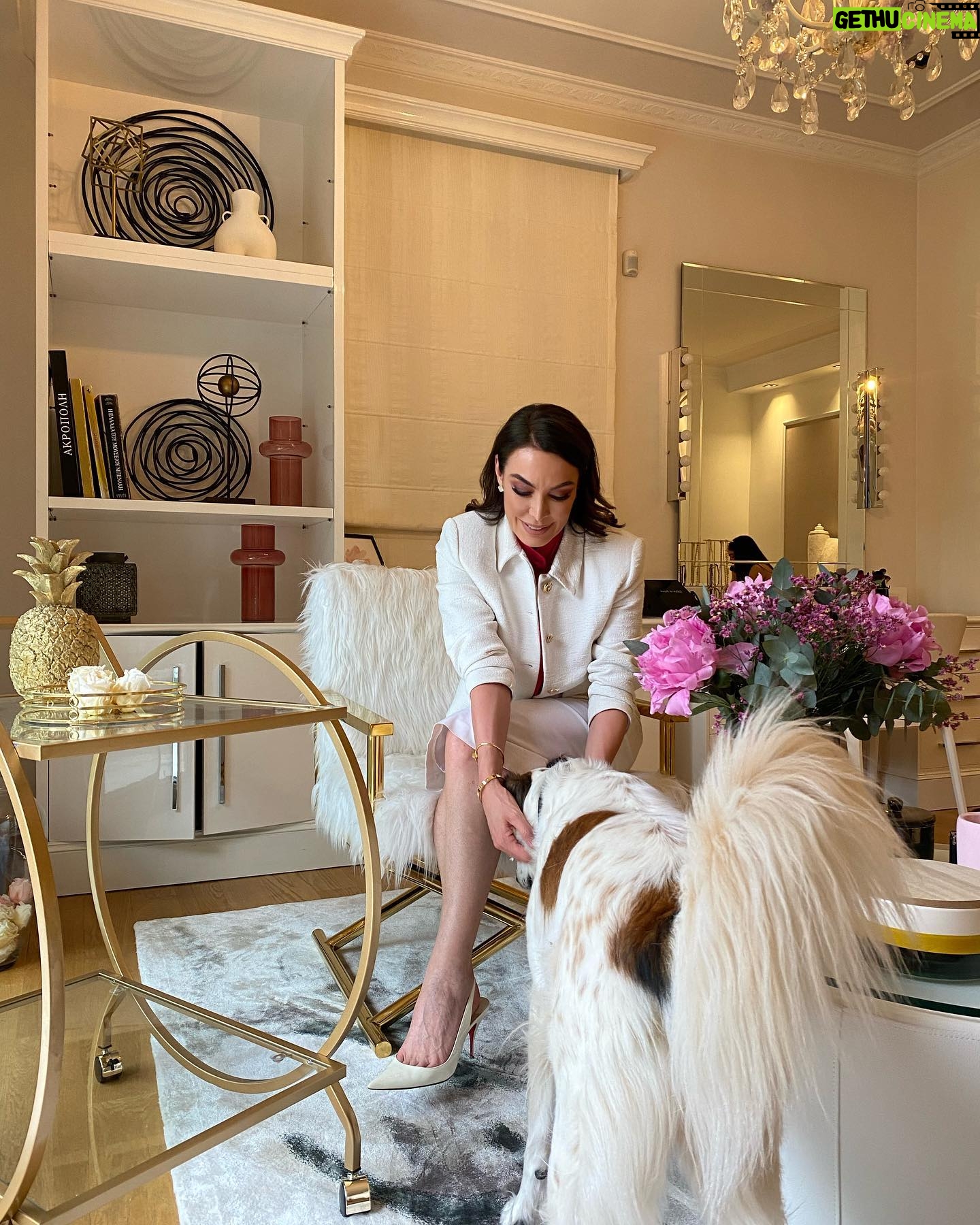 Tatiana Stefanidou Instagram - Γλυκιά καλημέρα σε όλους! 💖#whiteinterior #pink #dogsofinstagram