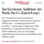 Tavi Gevinson Instagram - Audition pay is in the @sagaftra contract but most performers don’t know about it! So I wrote this for @hollywoodreporter using what I’ve learned as a founding volunteer of @auditionsarework. I tried to distill our amazing group’s work over many months and to understand why it’s somehow radical for actors to talk about their owed wages. Link in bio to read in full ☀️ Thank you @vanessalchester @teeocho @iamtelesmar @carynwestsfa for refining these points with me 💛 join us Thursdays on zoom for @auditionsarework office hours 😃