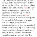 Tavi Gevinson Instagram - Audition pay is in the @sagaftra contract but most performers don’t know about it! So I wrote this for @hollywoodreporter using what I’ve learned as a founding volunteer of @auditionsarework. I tried to distill our amazing group’s work over many months and to understand why it’s somehow radical for actors to talk about their owed wages. Link in bio to read in full ☀️ Thank you @vanessalchester @teeocho @iamtelesmar @carynwestsfa for refining these points with me 💛 join us Thursdays on zoom for @auditionsarework office hours 😃